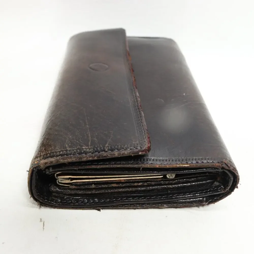 Vtg Valenini Clutch Wallet Black Leather ID Cards Cash Multi Compartments